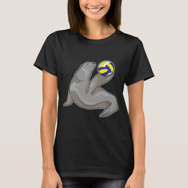 T-shirt Joueur de volley-ball de phoque Volley-ball (Devant)