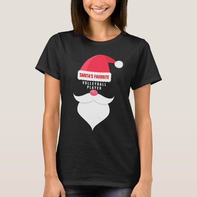 T-shirt Joueur de volleyball préféré de Père Noël de Noël (Devant)