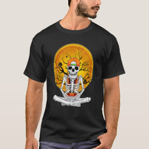 T-shirt Joueur d'horreur Halloween jeu vidéo Skeleton jeu 