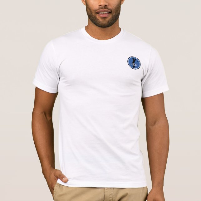 T-shirt Joueur Golf Sports Monogramme Bleu Noir (Devant)