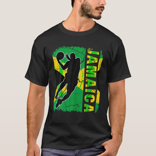 T-shirt Joueur jamaïcain de basket-ball Jamaïque Drapeau d (Devant)