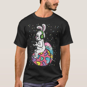 T-shirt Joueur Lapin Pâques Joueur Vidéo De Lapin Avec C