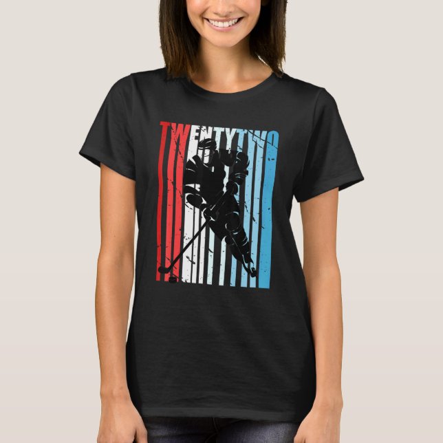 T-shirt Joueur masculin de hockey sur glace 22e anniversai (Devant)