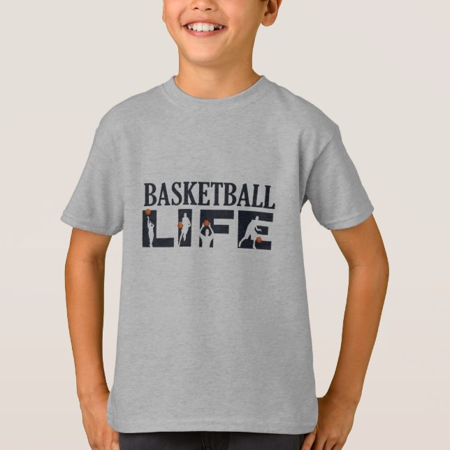 T-shirt Joueurs de basket-ball avec boule orange (Devant)