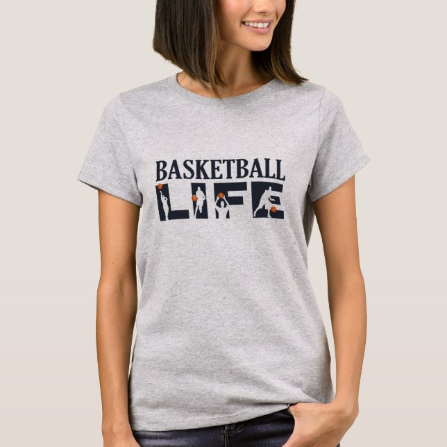 T-shirt Joueurs de basket-ball avec boule orange (Devant)
