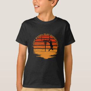 T-shirt Joueurs de basket-ball style coucher de soleil rét
