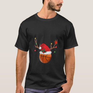 T-shirt Joueurs de basket Renne Chapeau de Père Noël Drôle