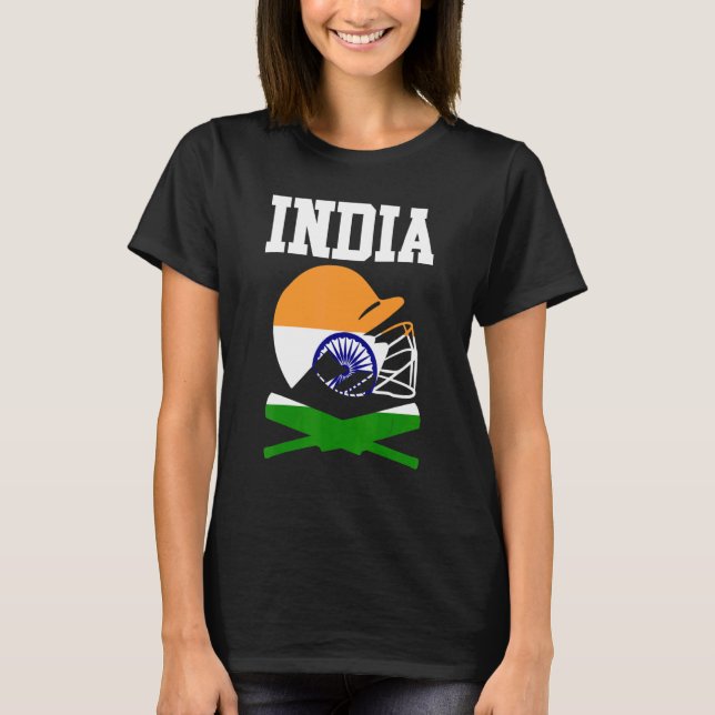 T-shirt Joueurs de cricket indiens patriotiques Cricketer  (Devant)