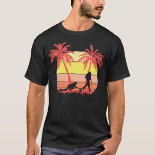 T-shirt Joueurs de curling Stone Summer Sunset 80s Palm