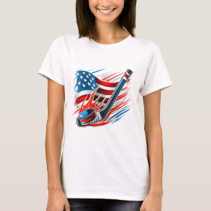 T-shirt Joueurs de hockey sur glace patriotiques pour la f