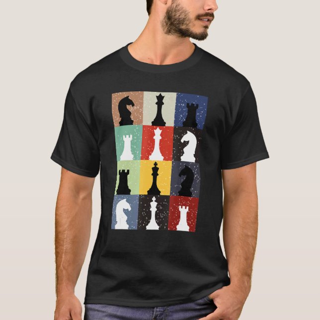 T-shirt Joueurs de jeu de plateau d'échecs amusants Défini (Devant)