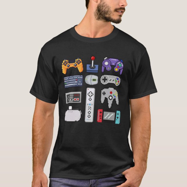 T-shirt Joueurs de jeux Pixel art (Devant)