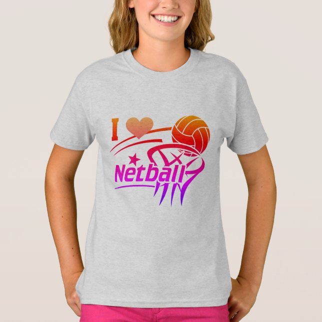T-shirt Joueurs De Netball, J'Aime Netball, Couleur (Devant)