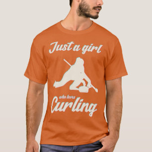 T-shirt Joueuse de curling hivernal de sport de glace amus