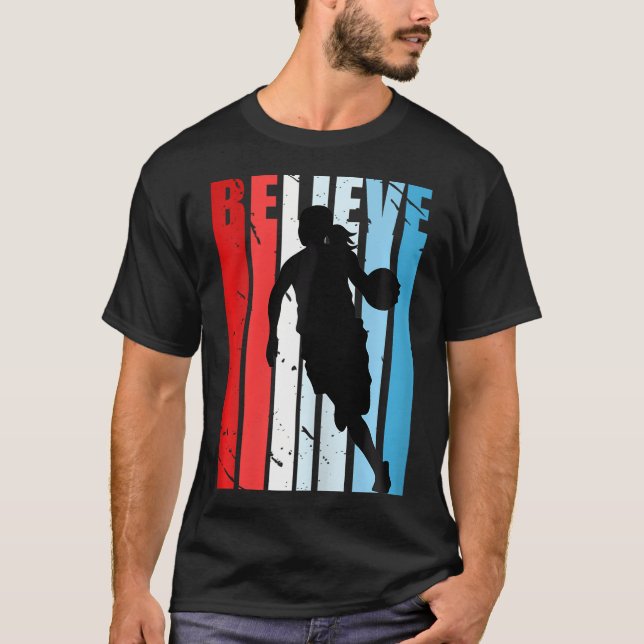 T-shirt Joueuses de basket-ball Rétro Motivationnelles Équ (Devant)