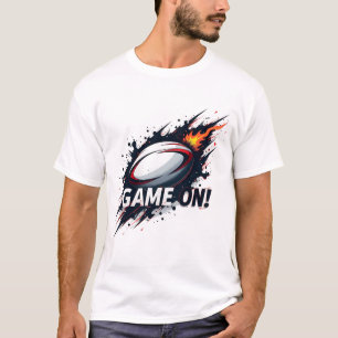 T-shirt Jouez ! – Action dynamique de balle de rugby