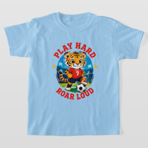 T-shirt ⚡ Jouez Fort Thème de Foot Enfant Tigre Rugissant