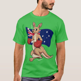 T-shirt Jour australien Cute Kangaroo Australie Drapeau Te