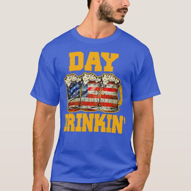 T-shirt Jour Boire Amateurs de bière drapeau américain 4 j (Devant)