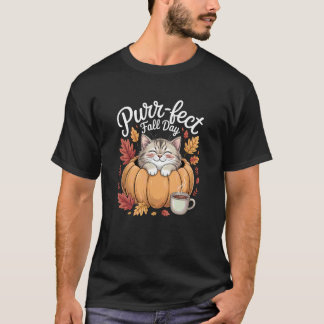 T-shirt Jour d'automne PARFAIT chat mignon citrouille