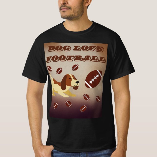 T-shirt Jour de football saison Funny Chien Brown (Devant)