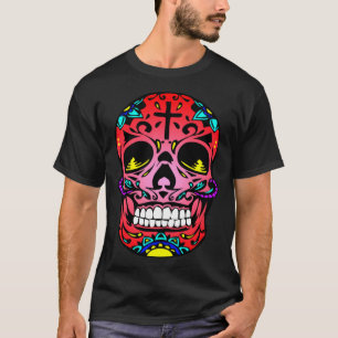 T-shirt Jour De La Croix Rouge De La Face Morte Crâne Sucr