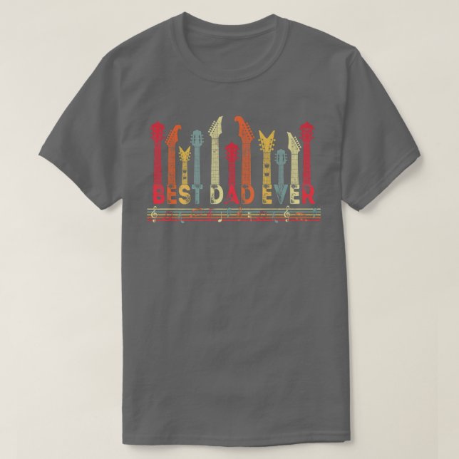 T-shirt Jour de la Guitar Lover Best Dad Ever Retro Music  (Design devant)