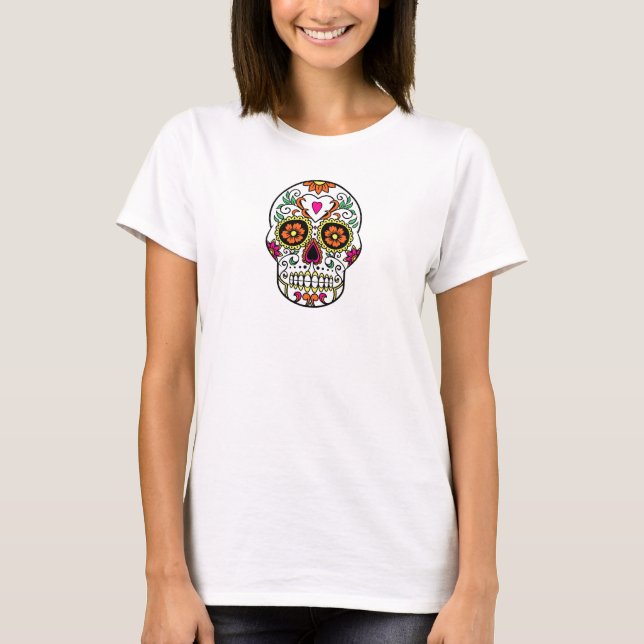 T-shirt Jour de la mort crâne de sucre classique Halloween (Devant)