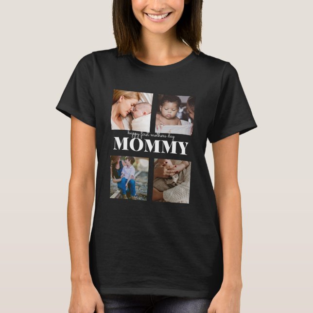 T-shirt Jour de la première mère mignonne photo collage T- (Devant)