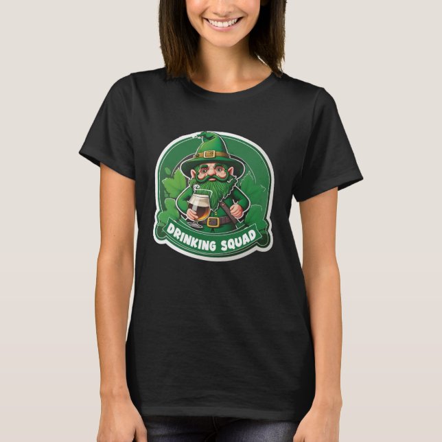 T-shirt Jour de la Saint Patrick Boire Squad Leprechaun Ir (Devant)