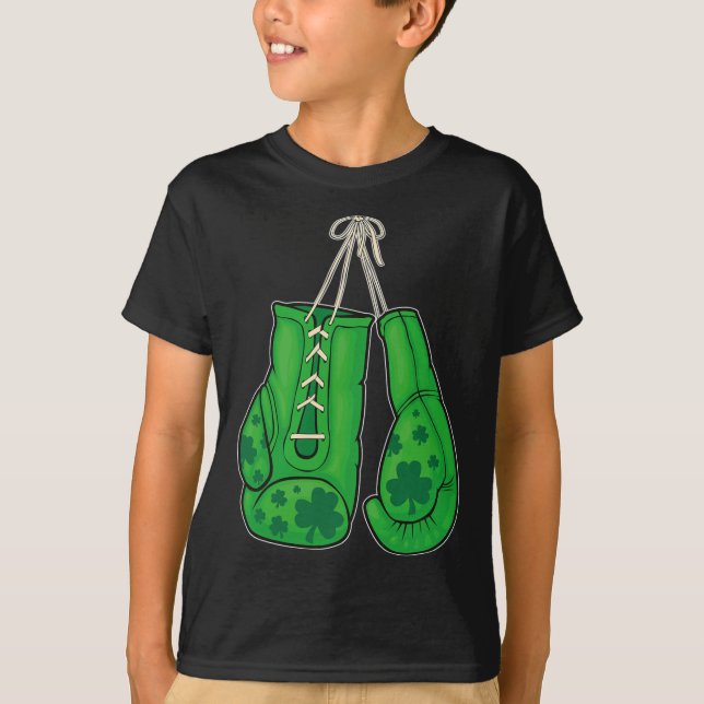 T-shirt Jour de la Saint Patrick Boxer Gants Vert Lucky Sh (Devant)