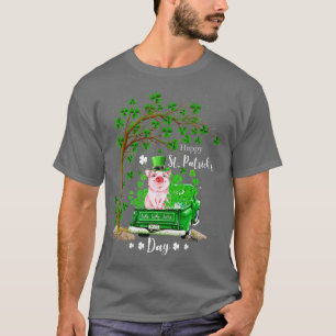 T-shirt Jour de la Saint Patrick Camion Cochon Famille Sha