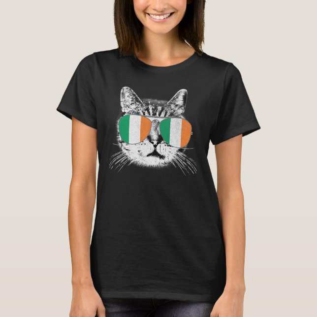 T-shirt Jour de la Saint Patrick Cat Irish Flag Catty's Ca (Devant)