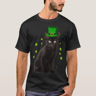 T-shirt Jour de la Saint Patrick Chat noir Hommes Femmes I