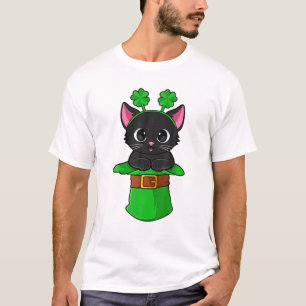 T-shirt Jour de la Saint Patrick de chat Leprechaun Shamro