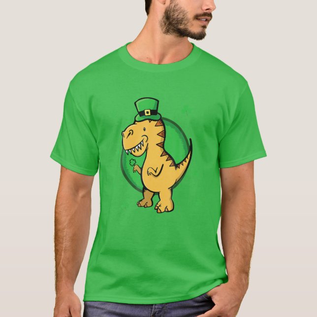T-shirt Jour de la Saint Patrick Dinosaur Irlandais Drôle  (Devant)