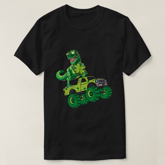 T-shirt Jour de la Saint Patrick Dinosaur Monster Shamrock (Design devant)