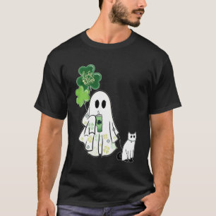 T-shirt Jour de la Saint-Patrick Gentil Fantôme Tenant un