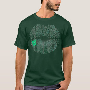 T-shirt Jour de la Saint Patrick Green Kissing Lips mignon