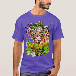 T-shirt Jour de la Saint Patrick Highland Cow Funny Highla