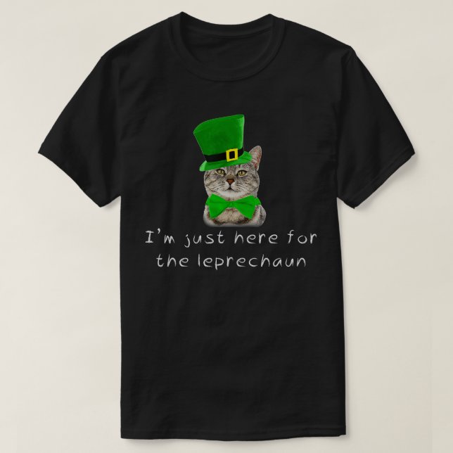 T-shirt Jour de la Saint Patrick Irlandais Chat ici Leprec (Design devant)