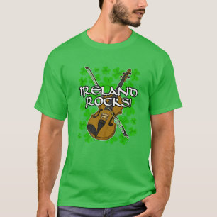 T-shirt Jour de la Saint Patrick Irlande Rocks Irish Fiddl