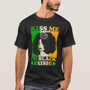 T-shirt Jour de la Saint Patrick Kiss Me Je suis Black Iri