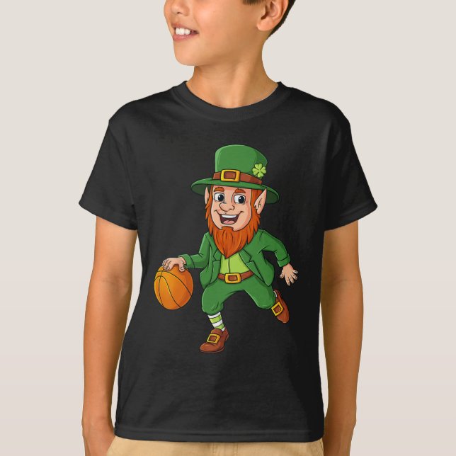 T-shirt Jour de la Saint Patrick Leprechaun Basket Lucky B (Devant)