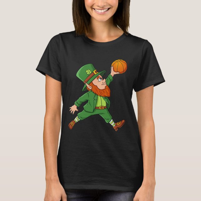 T-shirt Jour de la Saint Patrick Leprechaun Basket Lucky B (Devant)