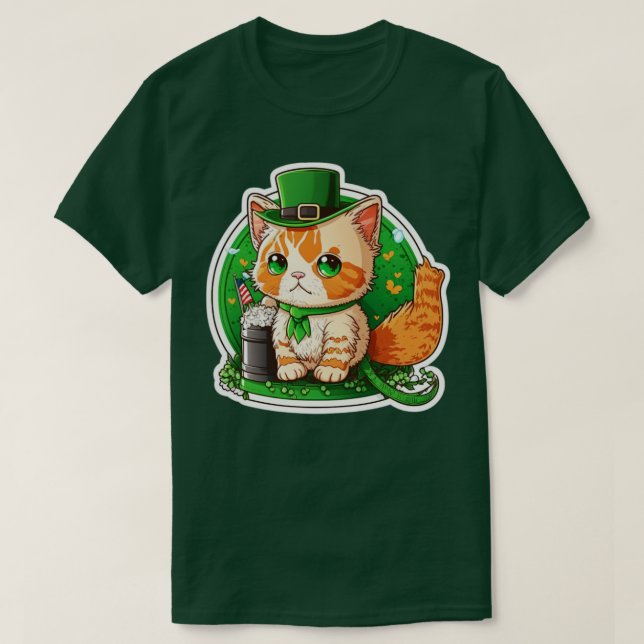 T-shirt Jour de la Saint Patrick Lucky Cat (Design devant)