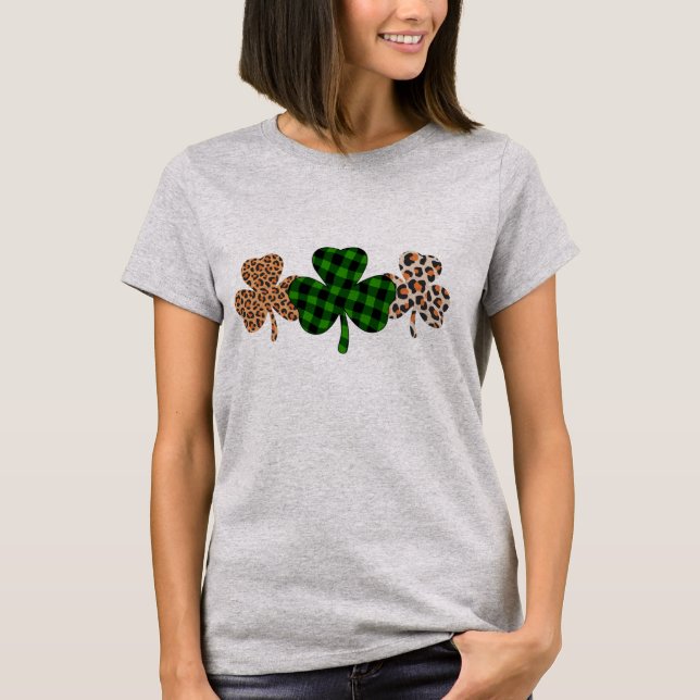 T-shirt Jour de la Saint Patrick Lucky Irish Green Plaid S (Devant)