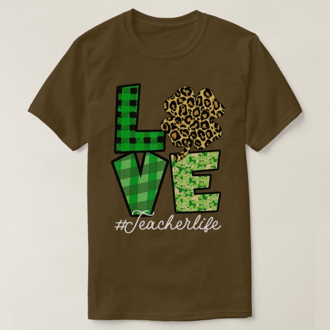 T-shirt Jour de la Saint Patrick Professeur Love Leopard S (Design devant)