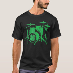 T-shirt Jour de la Saint Patrick Shamrock tambour irlandai