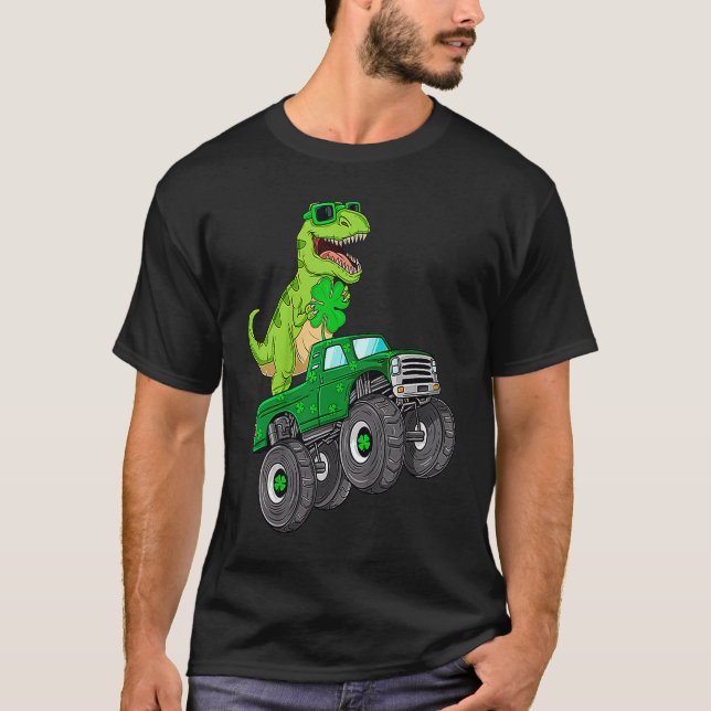 T-shirt Jour de la Saint Patrick T Rex équitation Monster  (Devant)